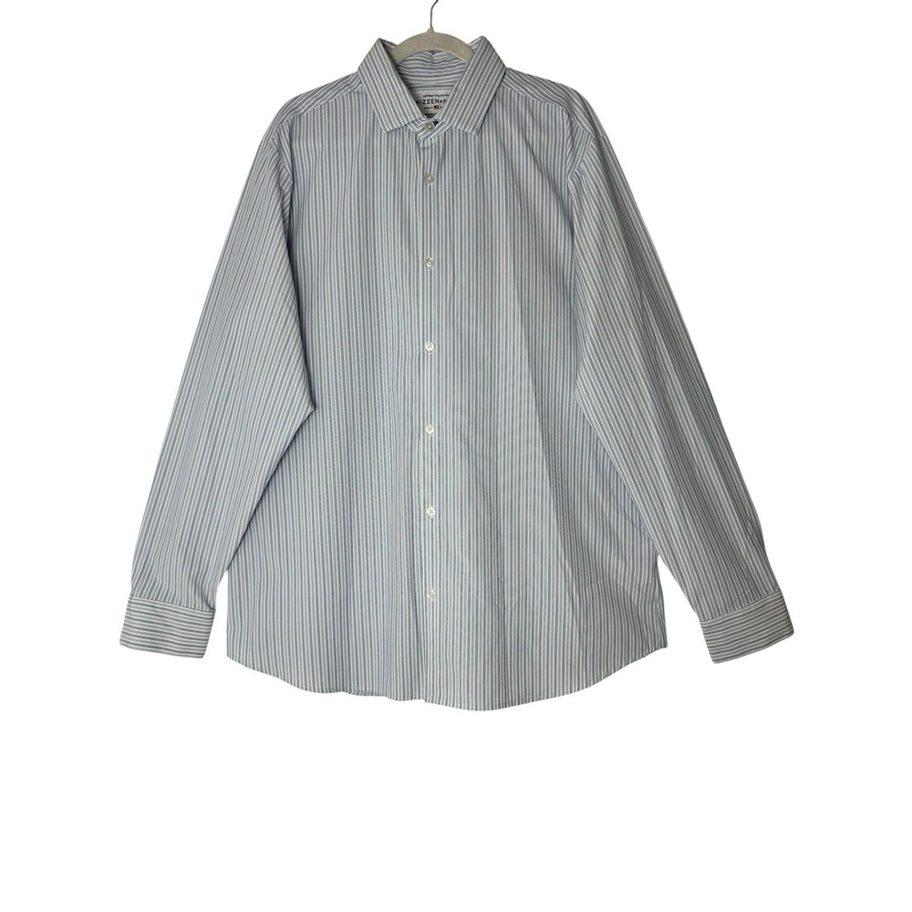 Mizzen Main Shirt Men's 2XL Trim Fit Blue Stretch Lightweight Career Long Sleeve